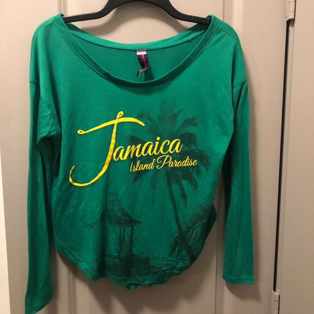 LAST CHANCE Sun Kissed Island Small Jamaica Long Sleeve Green Beach Vacation